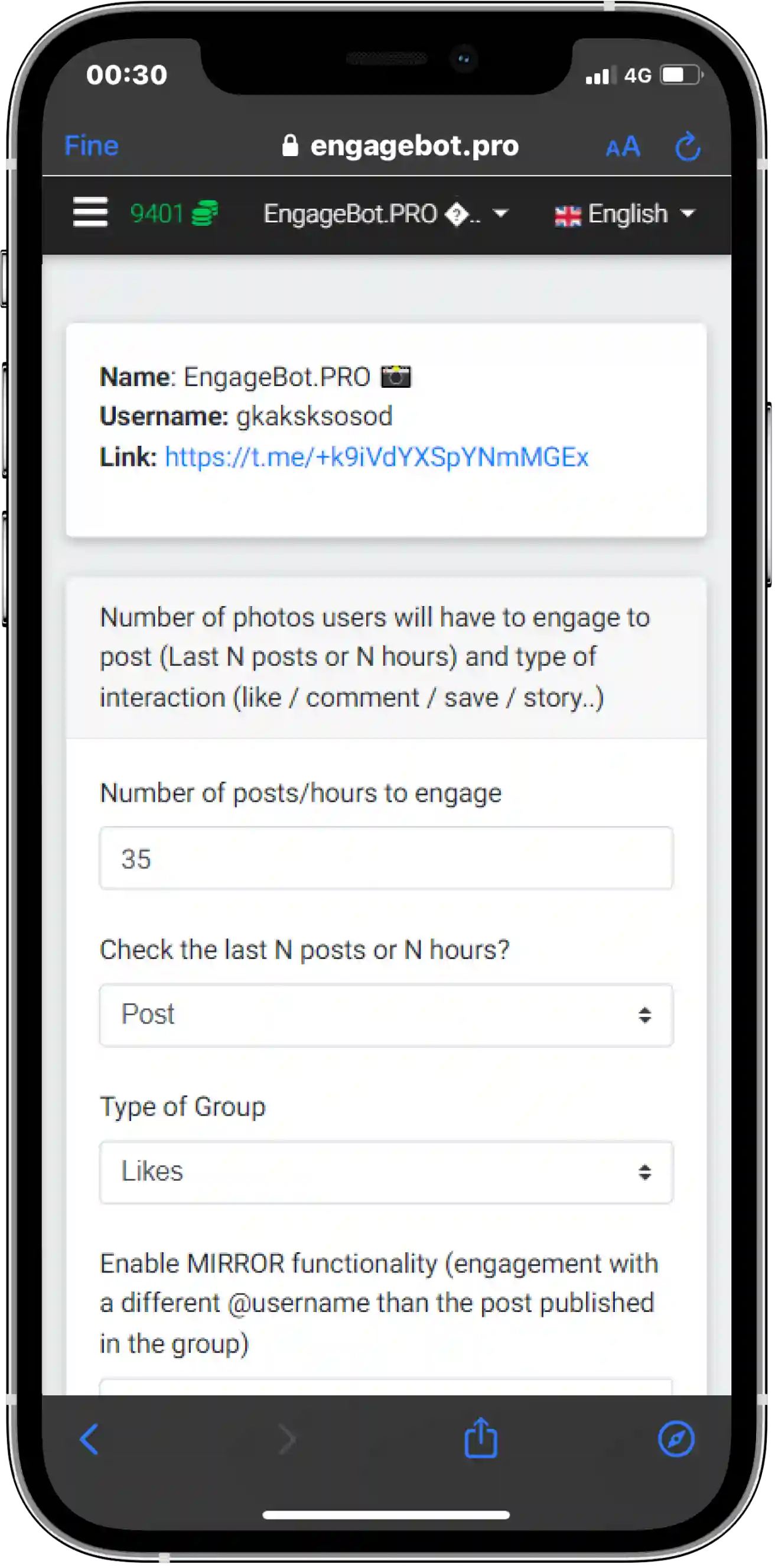 Detailed group configuration